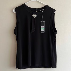 NWTs Karl Lagerfeld Black With Pearls Blouse Tank Top